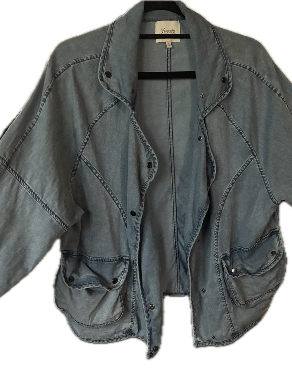 Royalty For Me Light Blue Womens lightweight denim jacket